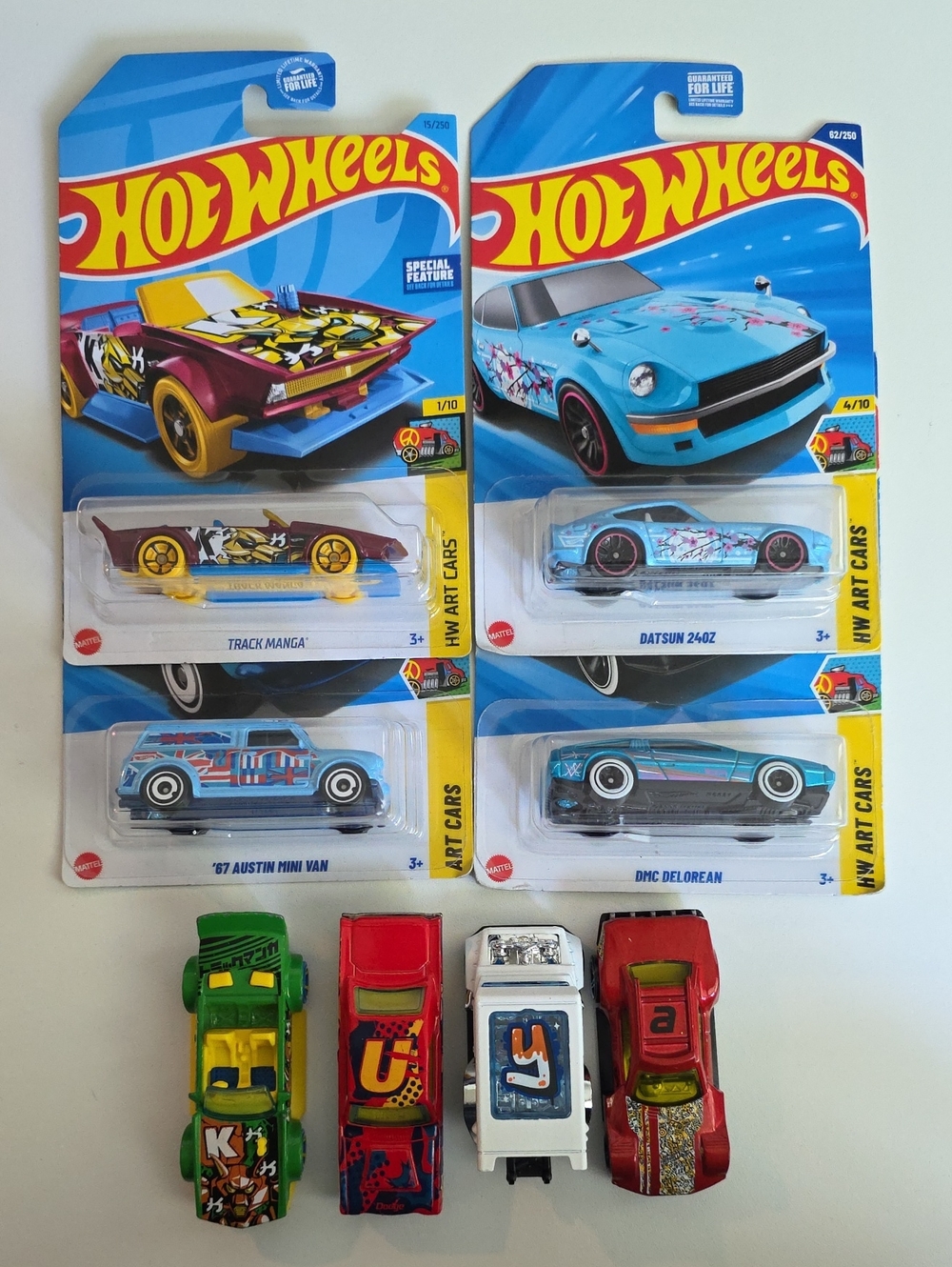 Hot Wheels Art Cars - Datsun, Driftsta, Dodge Dart, Manga, Delorean, Mini Van